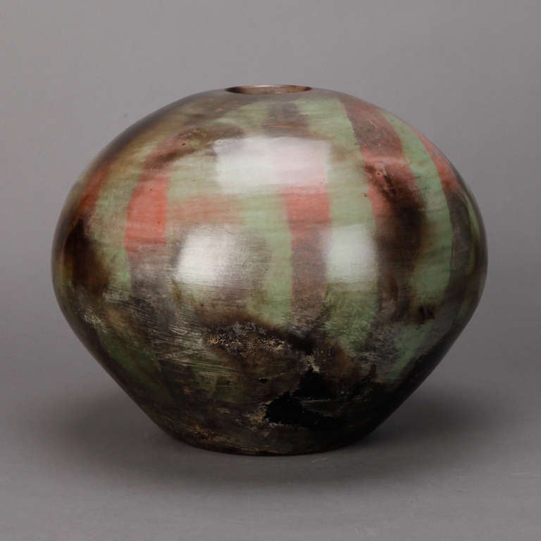 Large Loul Combres Mottled Green Vase