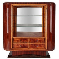French Art Deco Cabinet with Open Glass Shelves