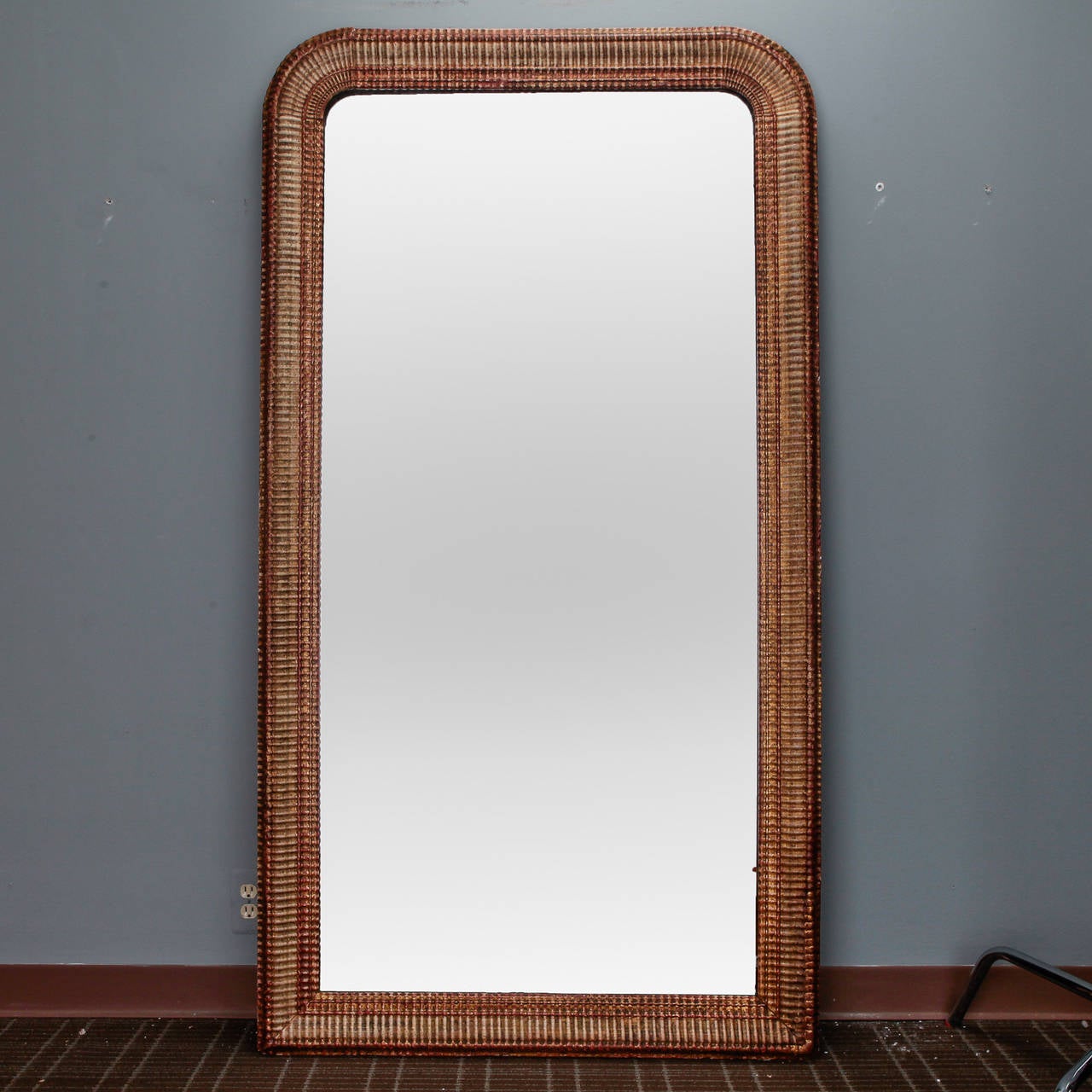 Tall Ribbed Edge Gilt Louis Philippe Mirror