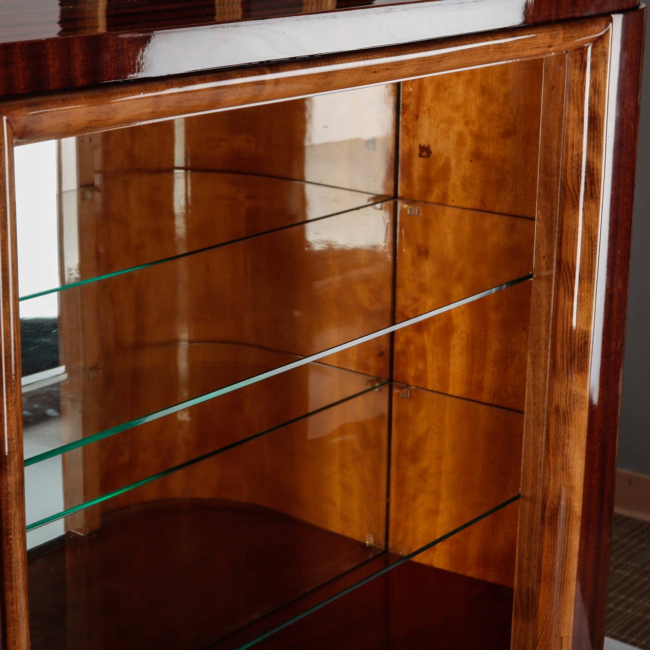 French Art Deco Cabinet with Open Glass Shelves In Excellent Condition In Troy, MI