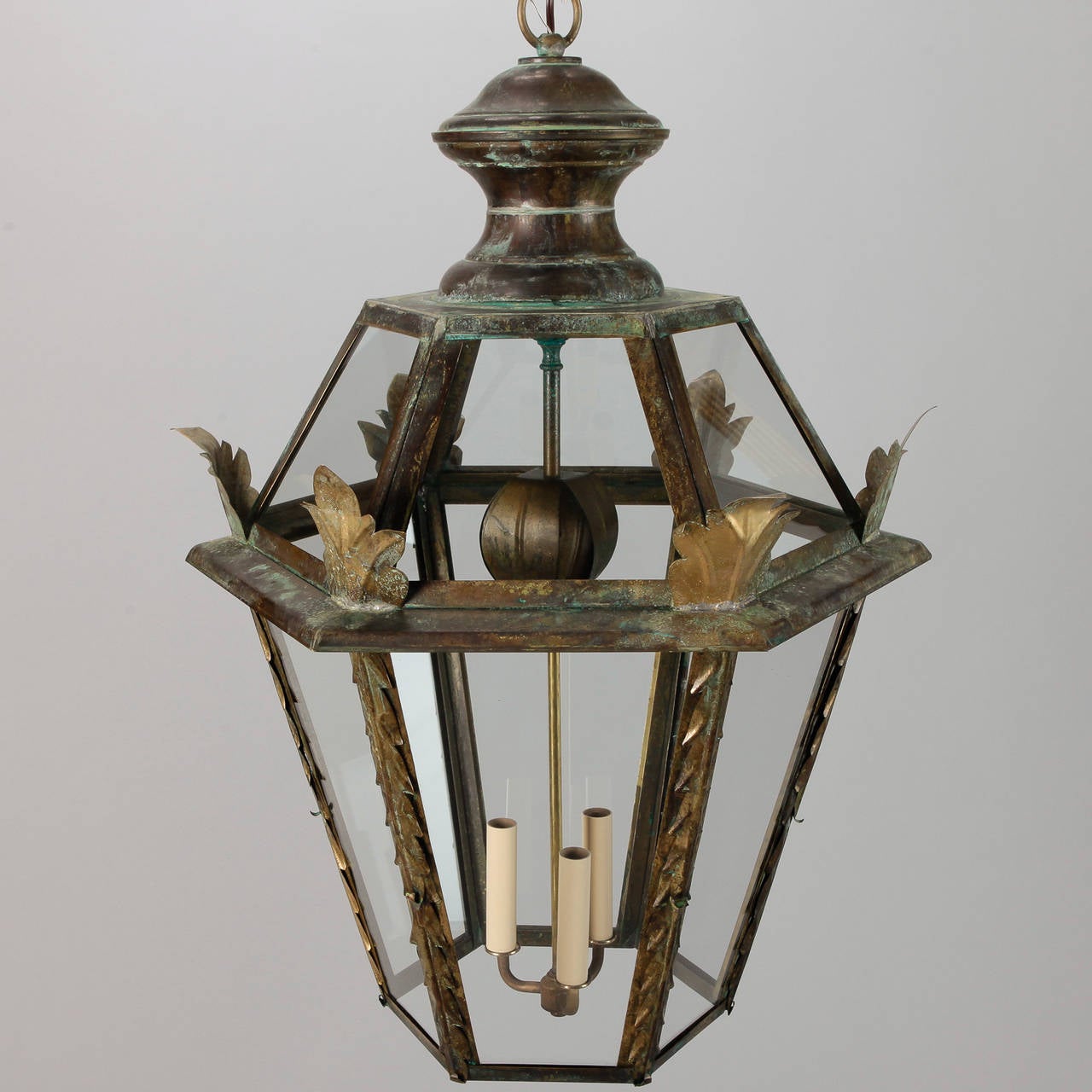 20th Century Italian Dark Brass Lanterns In Excellent Condition In Troy, MI