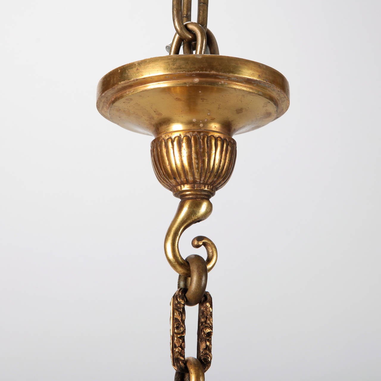 Small 19th Century French Bronze Fixture With Clear and Amber Beads 1