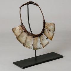 Antique Circa 1920s Tribal Necklace with Abalone on Stand