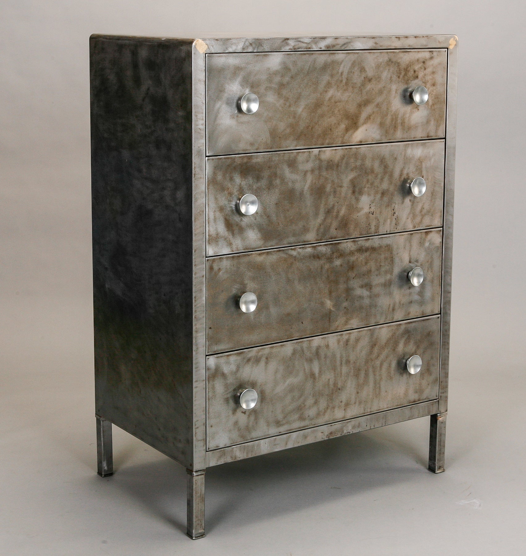 Industrial Polished Steel Chest of Drawers Designed by Norman Bel Geddes 