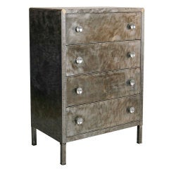 Industrial Polished Steel Chest of Drawers Designed by Norman Bel Geddes 