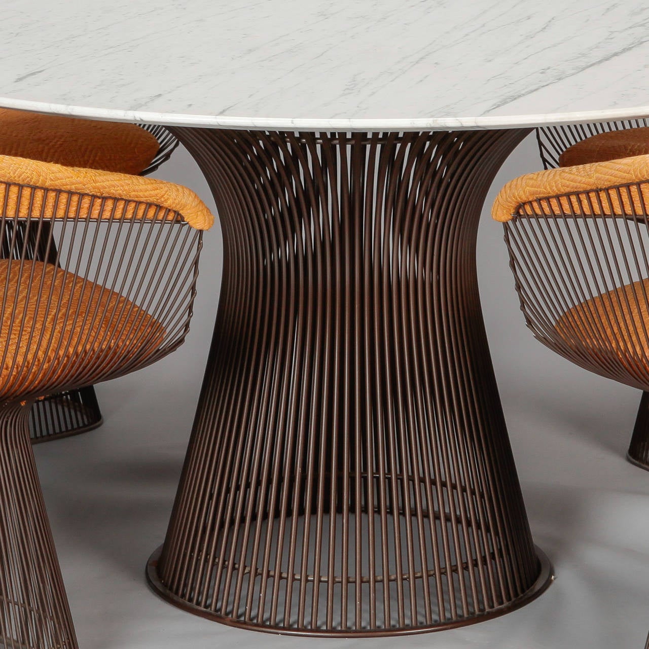 American Warren Platner for Knoll Bronze Finish & Marble Table With Six Chairs