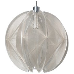 Mid Century Round Form String and Lucite Hanging Light Fixture