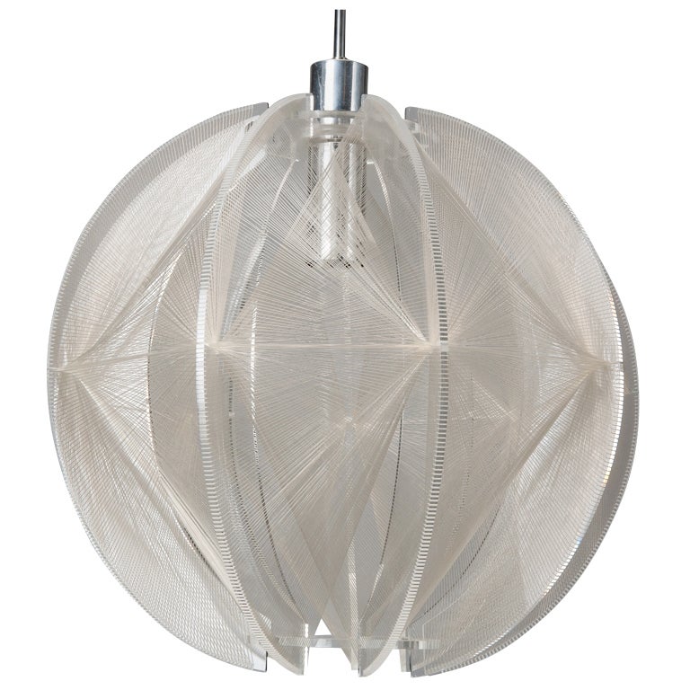 Mid Century Round Form String And Lucite Hanging Light Fixture At Mid Century Round Form String And Lucite Hanging Light Fixture 1