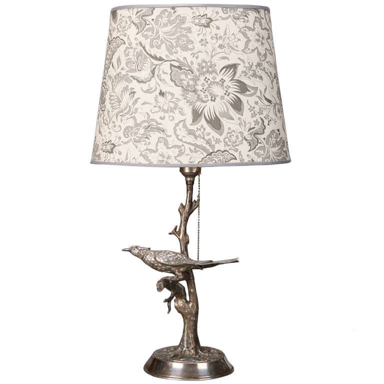 Silver Plate Table Lamp With Bird In Tree For At 1stdibs Silver Plate Table Lamp With Bird In Tree For