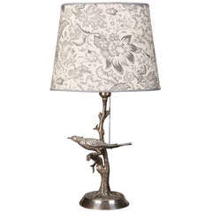 Silver Plate Table Lamp with Bird in Tree 6