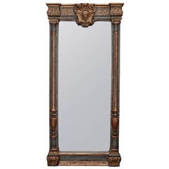 Louis XVI Style Mirror With Side Columns and Lozenge