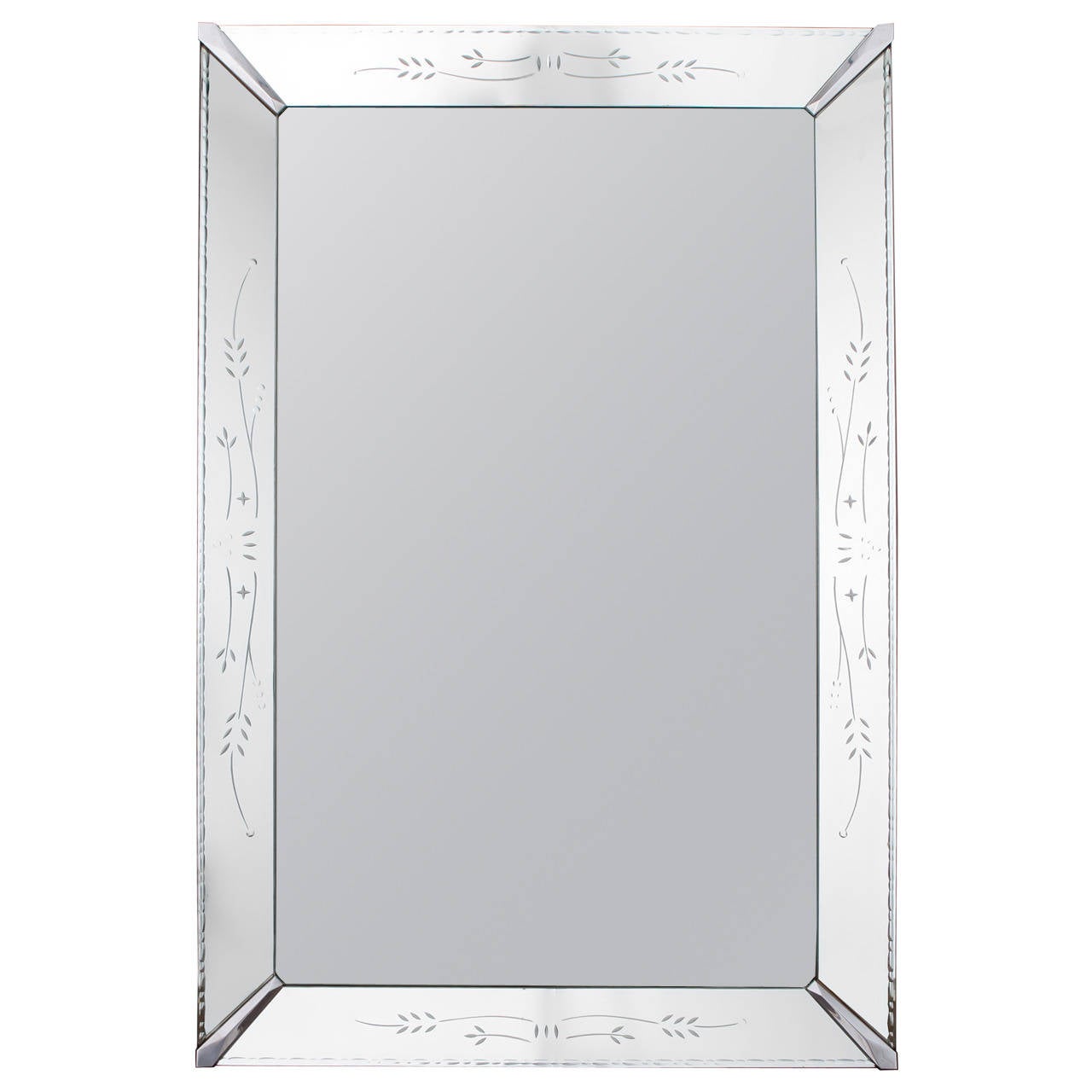 Large Mirror with Etched Frame For Sale at 1stdibs