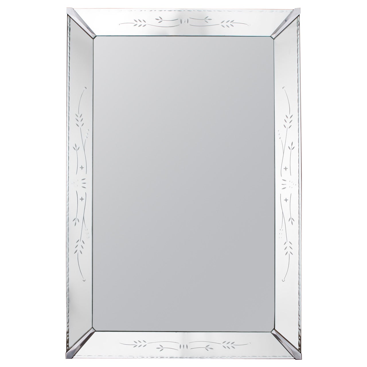 Large Venetian Mirror with Etched Frame