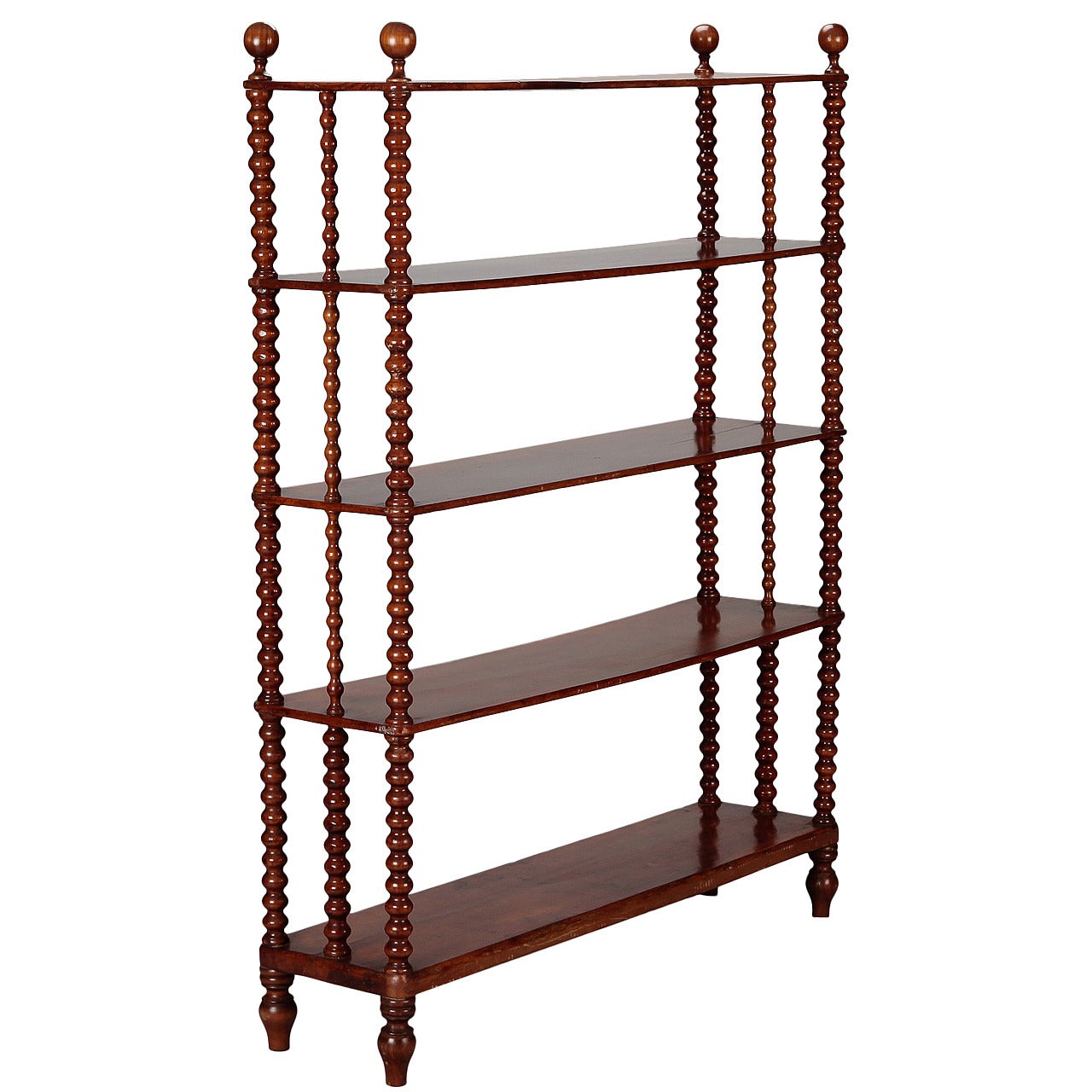 Italian Walnut Etagere With Bobbin Supports