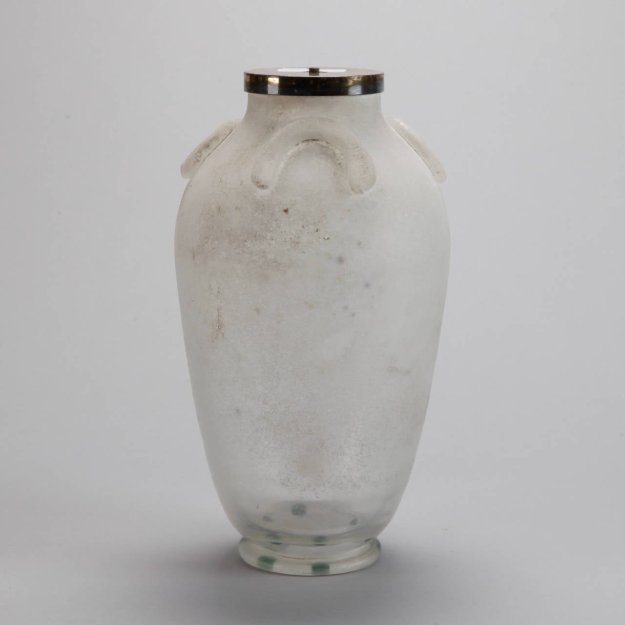 Tall White Seguso Vetri D’Arte Murano Scavo Style Lamp Base Vase
