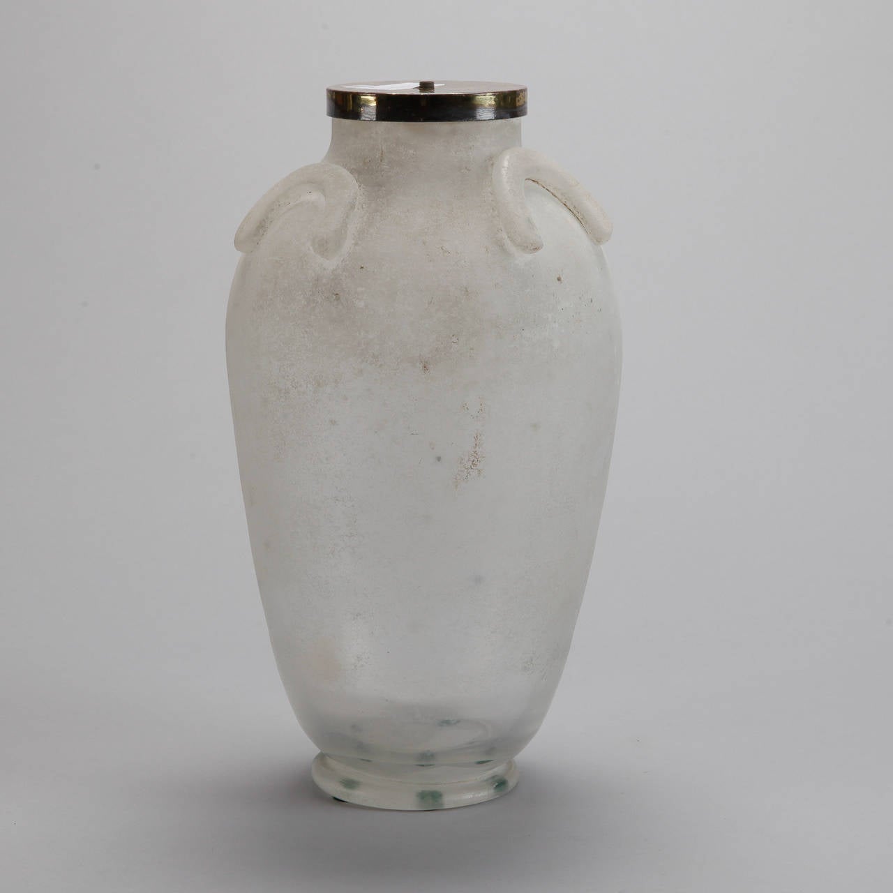Mid-Century Modern Tall White Seguso Vetri D’Arte Murano Scavo Style Lamp Base Vase