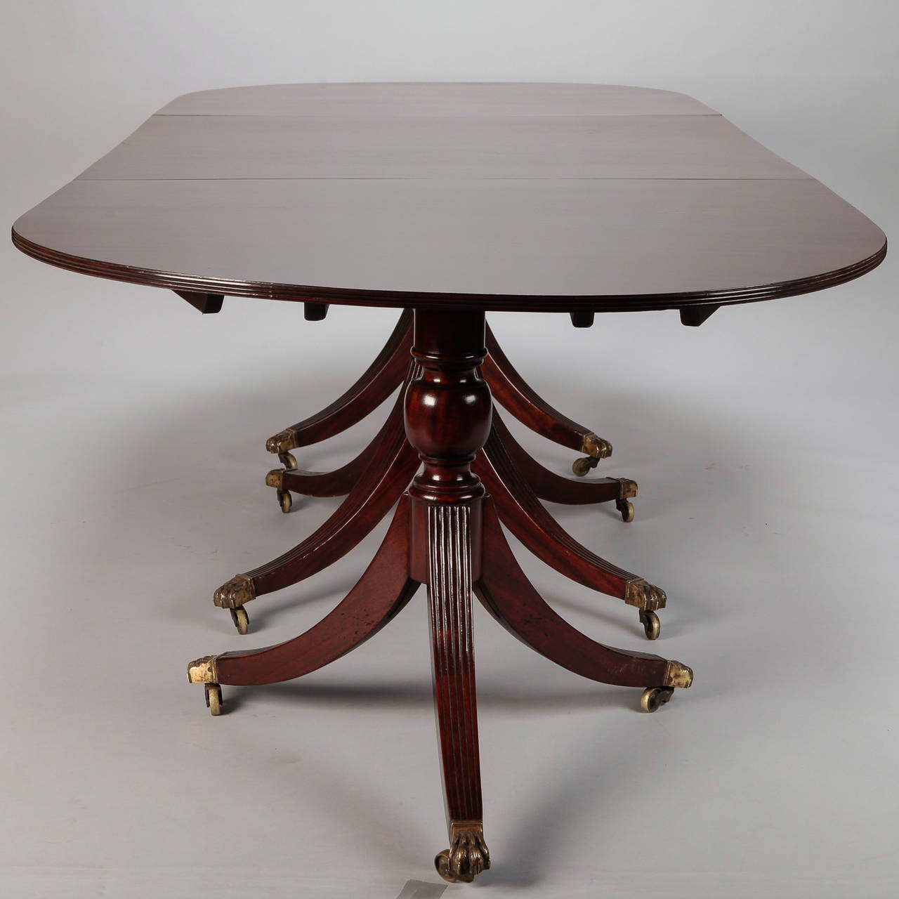 English Antique Mahogany Triple Pedestal Dining Table 1