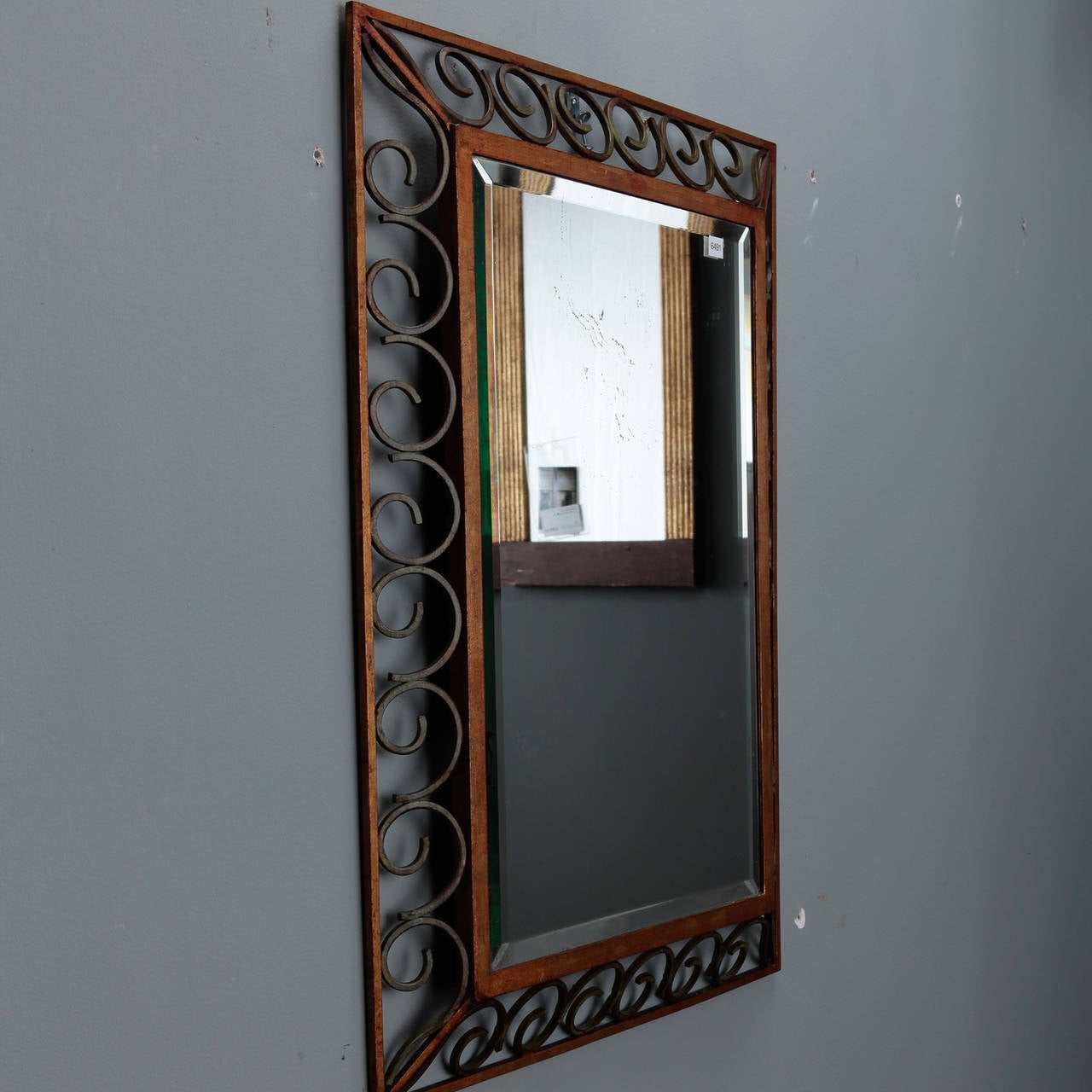 French Art Deco Gilt Iron Framed Rectangular Mirror