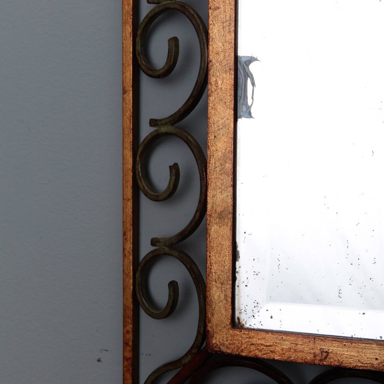 Art Deco Gilt Iron Framed Rectangular Mirror In Excellent Condition In Troy, MI