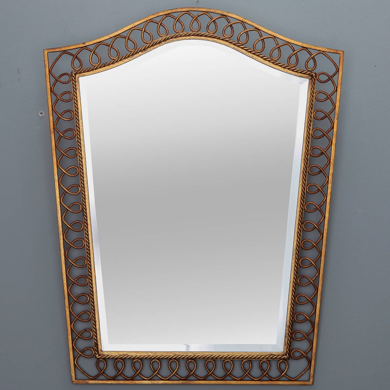 Art Deco Gilt Iron Framed Shield Shape Mirror