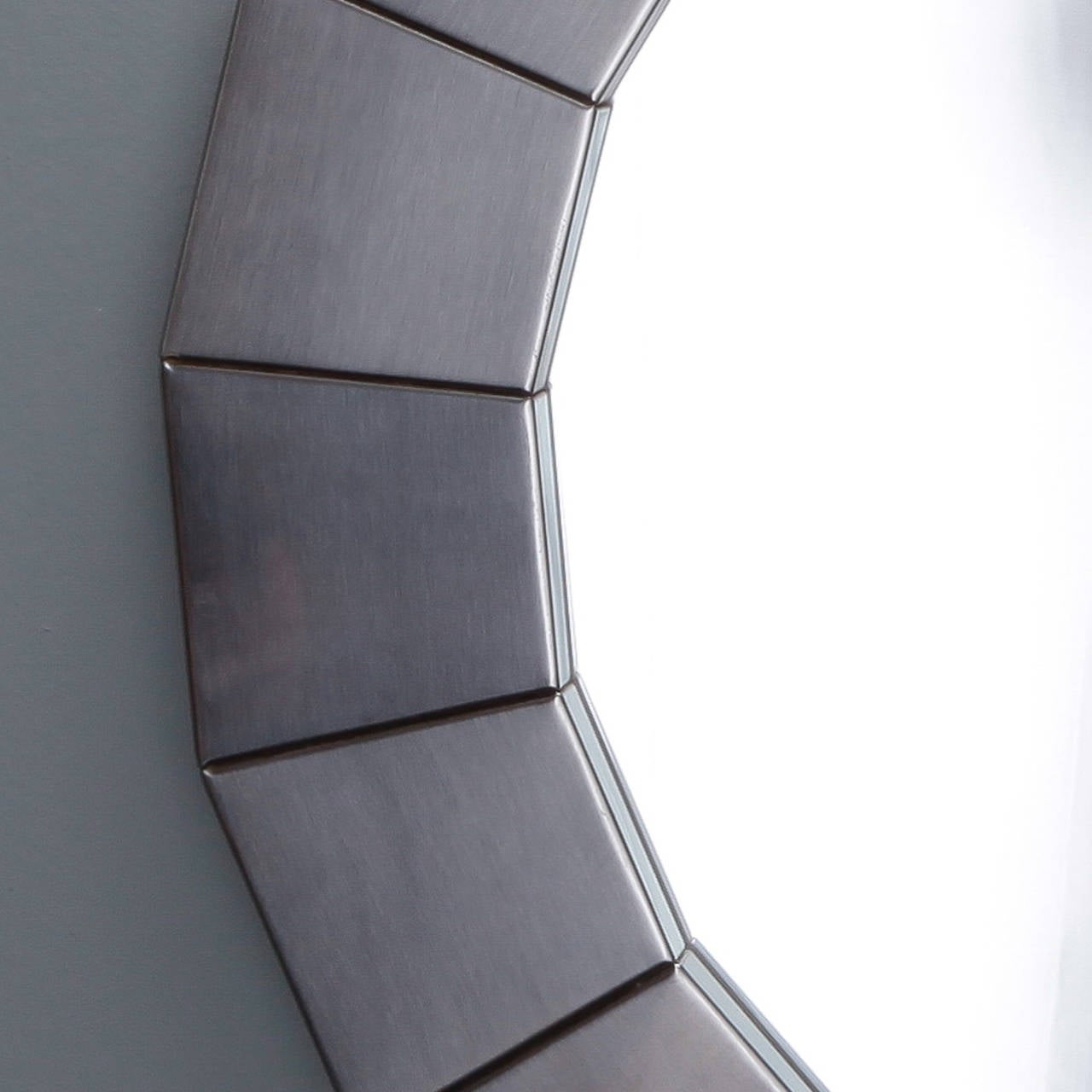 Mid-Century Modern Brushed Silver Metallic Modernistic Round Mirror