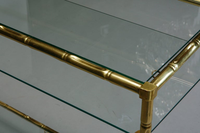 Italian Faux Bamboo Brass and Glass Console Table 1