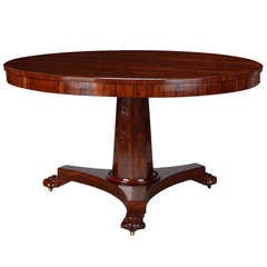 19th Century Round Rosewood Table with Pedestal Base