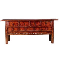 Red Painted Chinese Server With Drawers