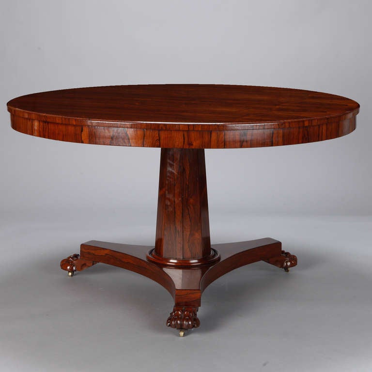 19th Century Round Rosewood Table with Pedestal Base