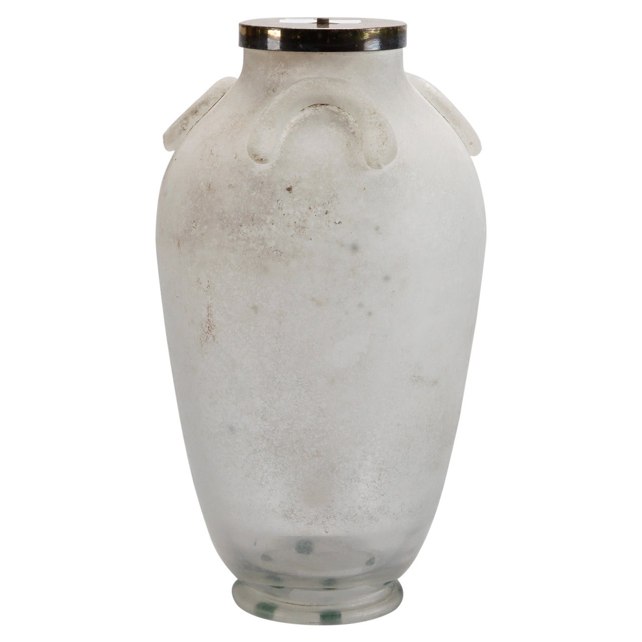 Tall White Seguso Vetri D’Arte Murano Scavo Style Lamp Base Vase
