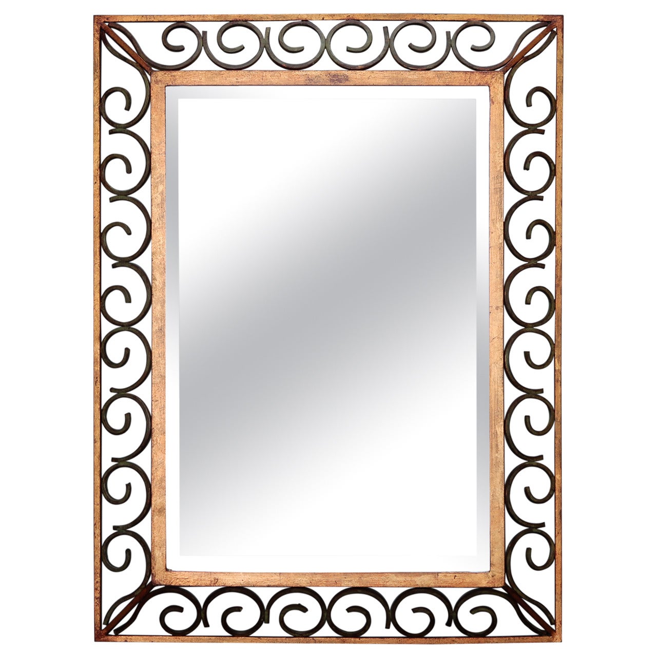 Art Deco Gilt Iron Framed Rectangular Mirror