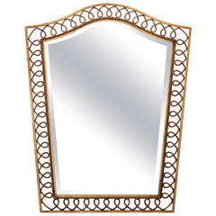 Art Deco Gilt Iron Framed Shield Shape Mirror