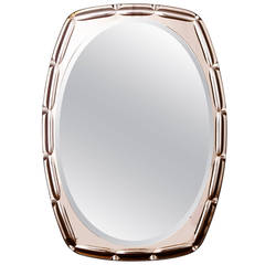 Mid Century Cristal Arte Smoke Gray Frame Oval Mirror
