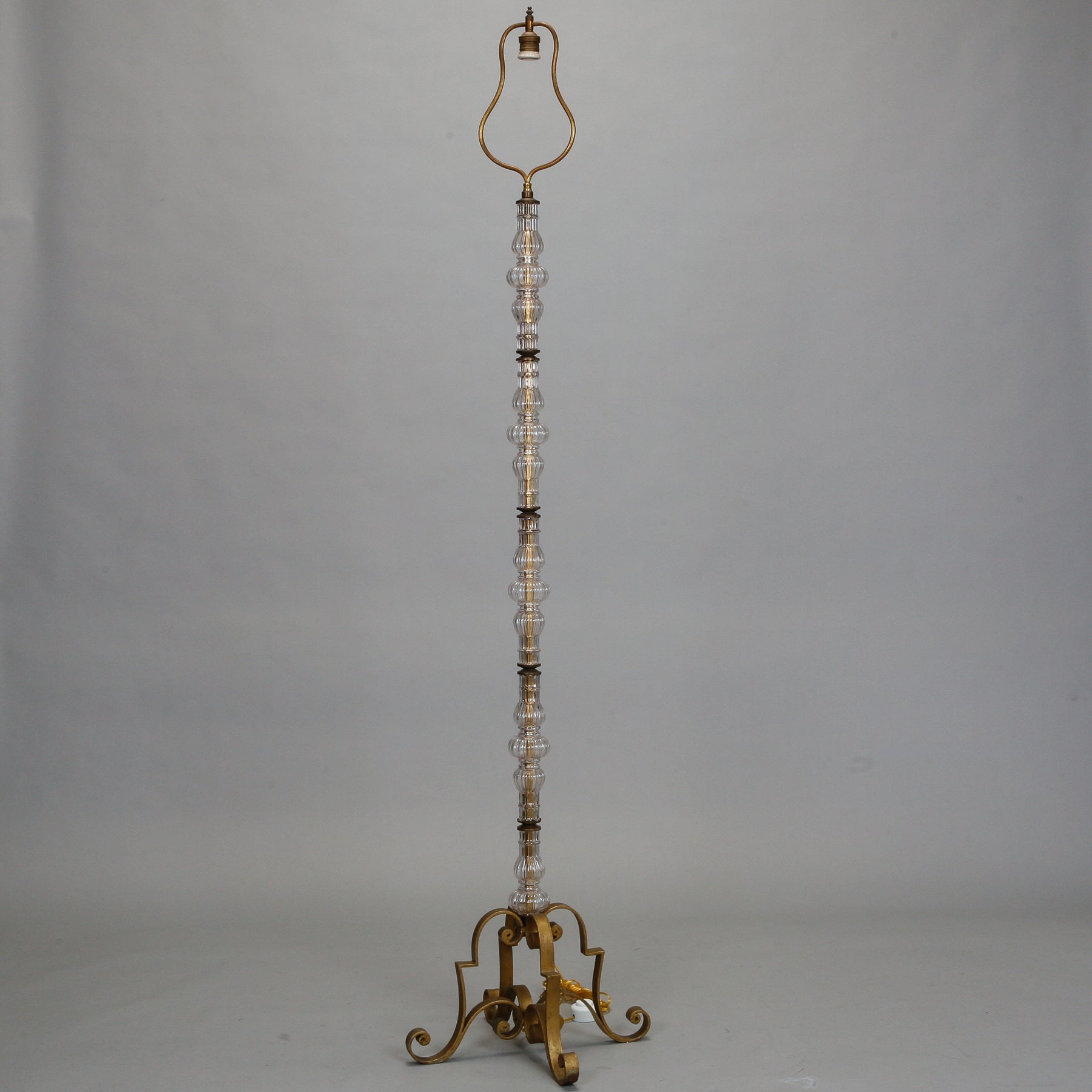 Sectioned Glass Floor Lamp with Gilded Metal Base