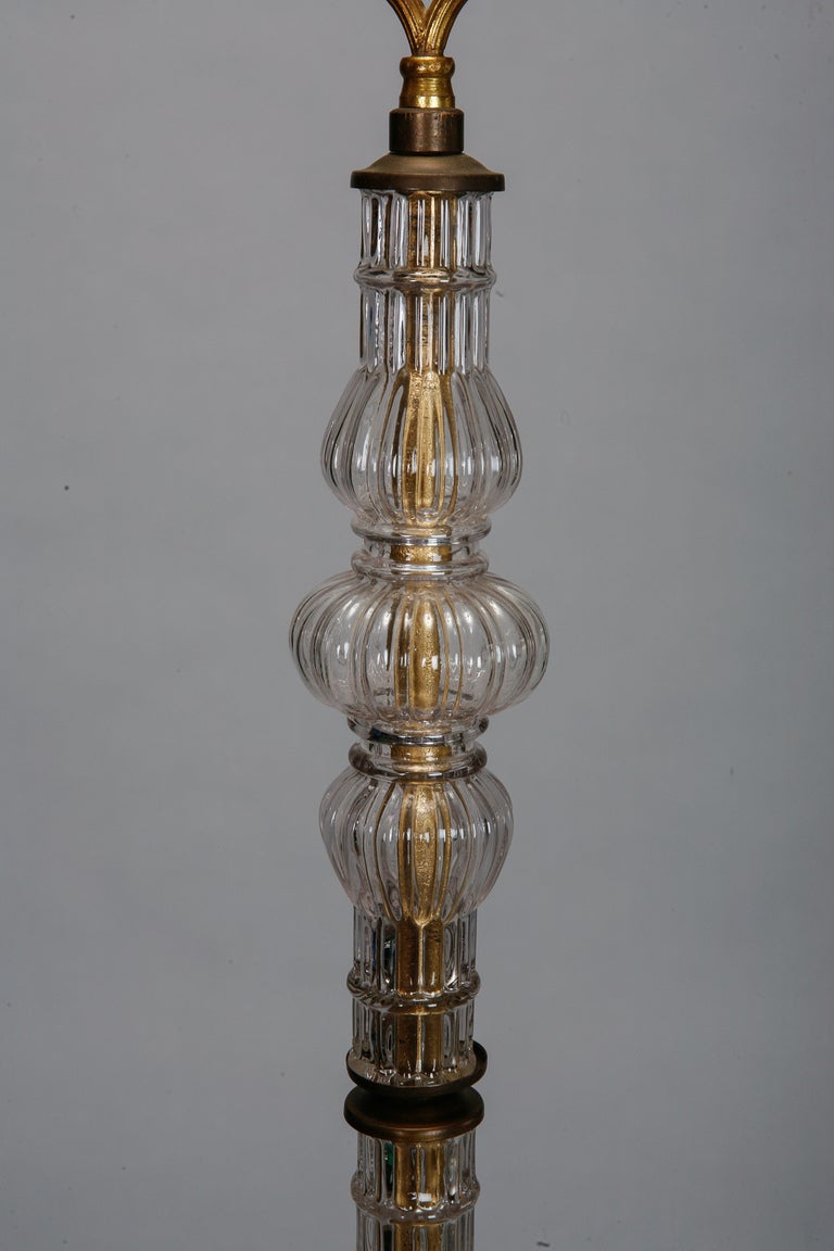 Sectioned Glass Floor Lamp with Gilded Metal Base 1