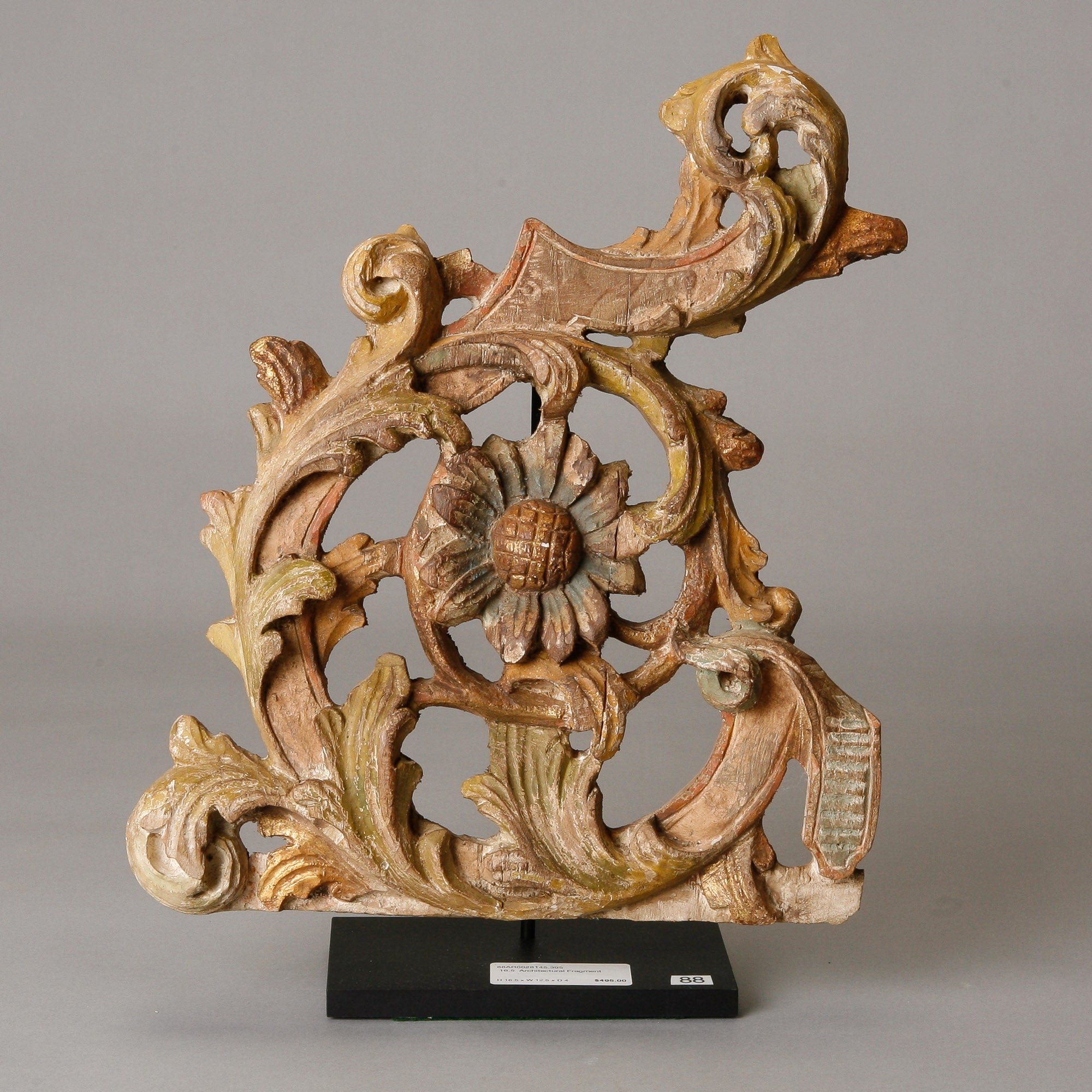 Carved Floral Architectural Fragment on Stand
