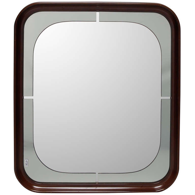 Mid Century Wood Frame Square Mirror at 1stDibs