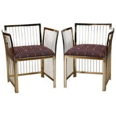 Pair of Midcentury Brass Frame Armchairs