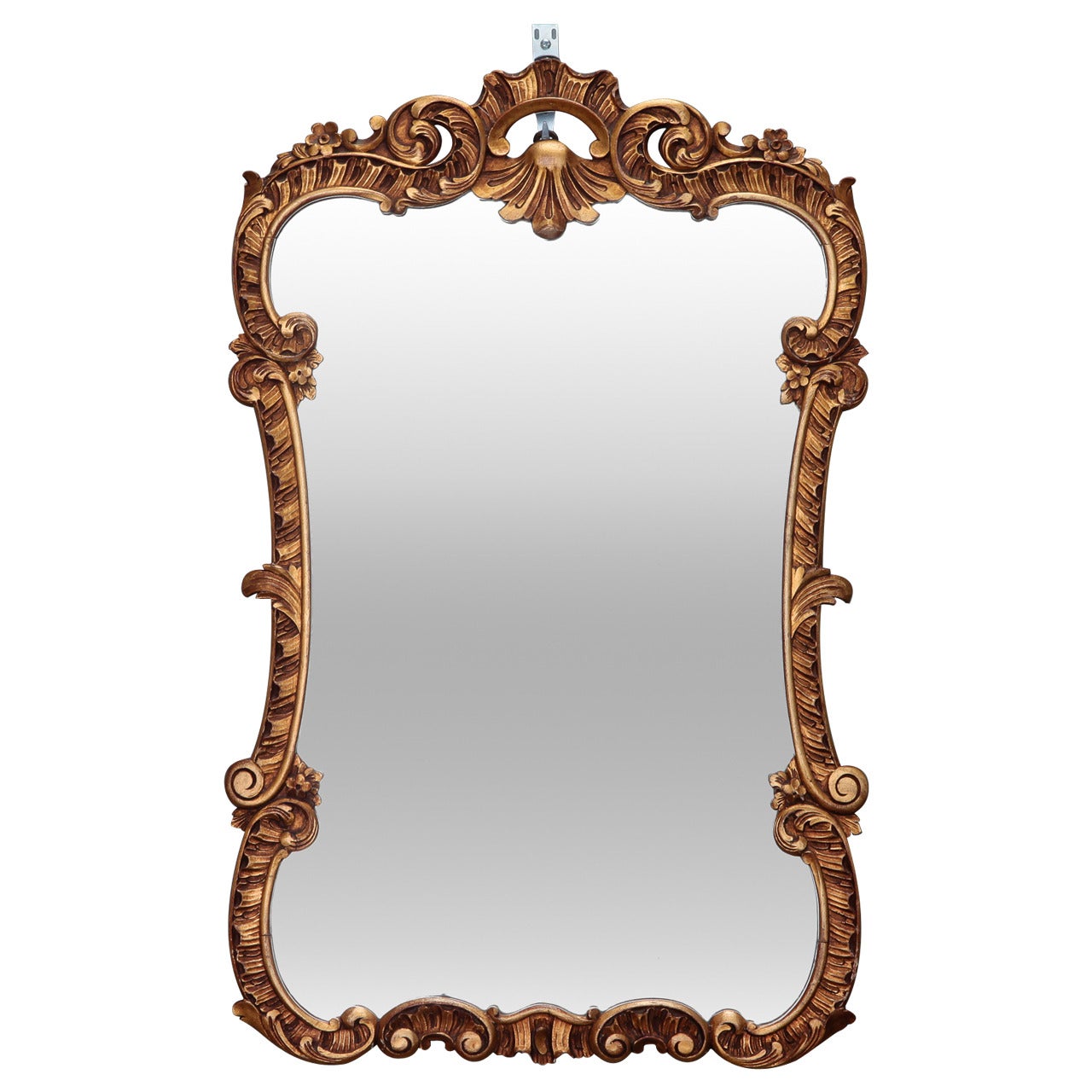 Italian Giltwood Mirror with Open Work Crest