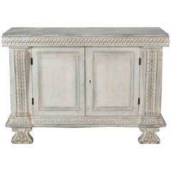 Italian Two-Door Chest with Faux Painted-Top and Carved Details