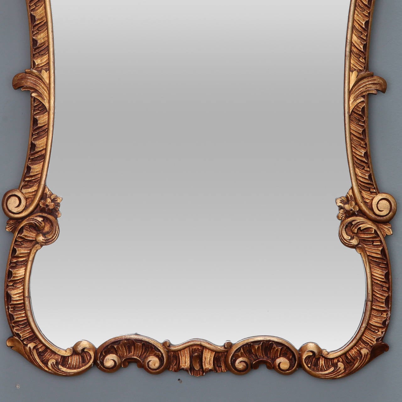 Mid-20th Century Italian Giltwood Mirror with Open Work Crest