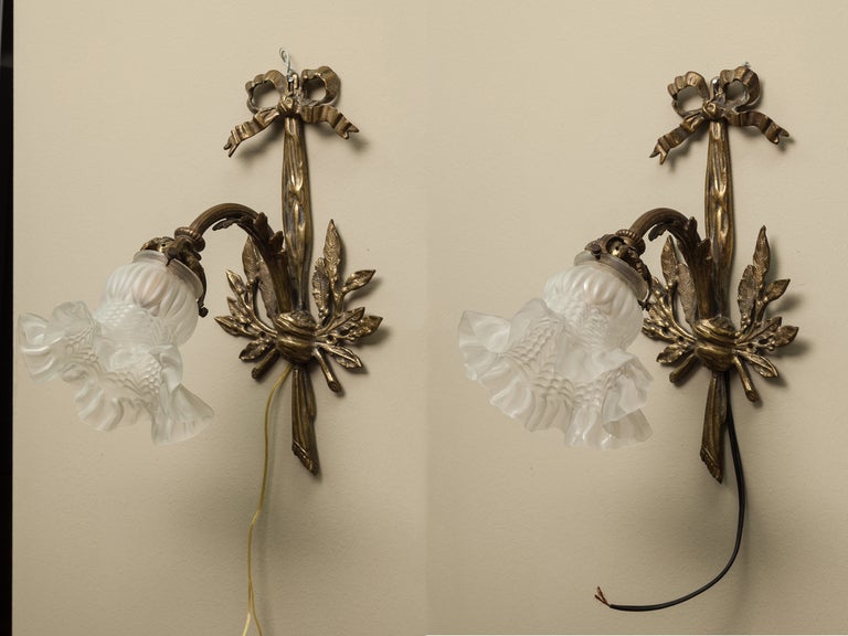 Pair of Brass Ormolu Louis XVI Style Sconces