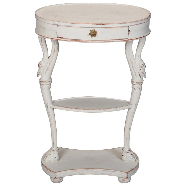 White Painted French Oval Top Small Side Table at 1stDibs