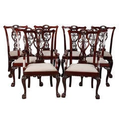 Set of Eight Chippendale Style Mahogany Chairs
