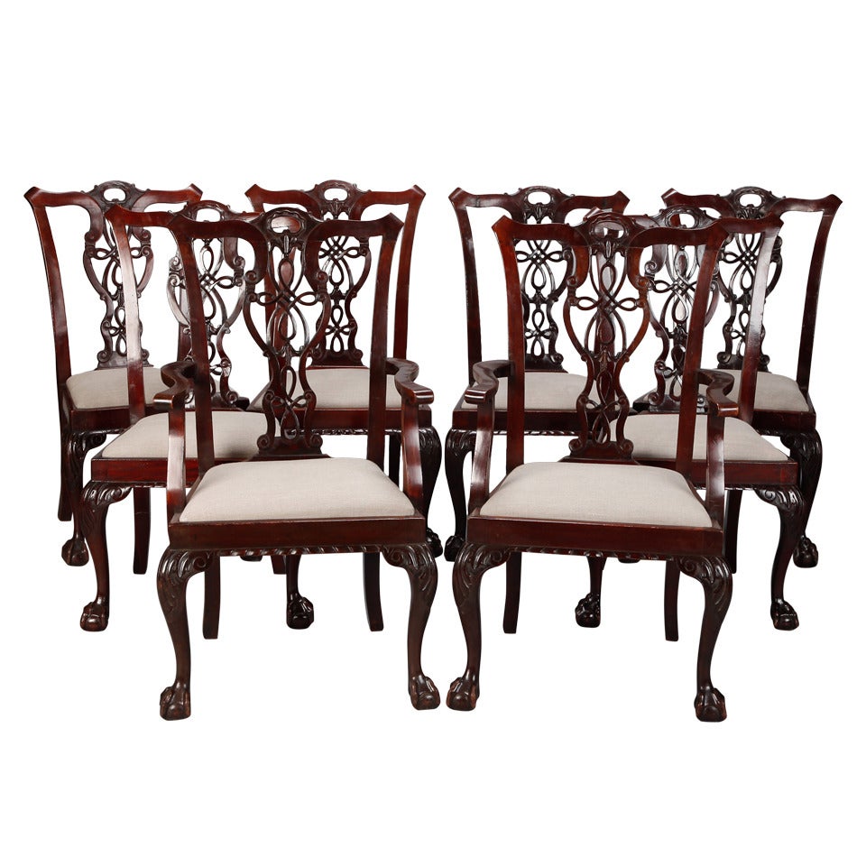 Set of Eight Chippendale Style Mahogany Chairs