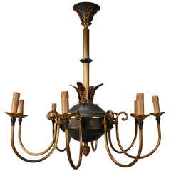 Neoclassical Style Eight Arm Tole Chandelier