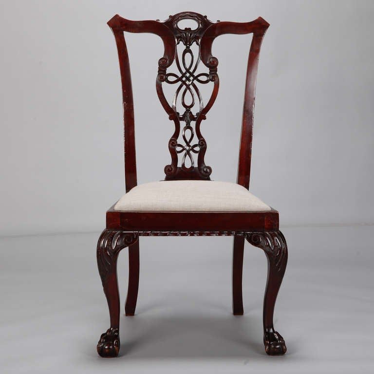 British Set of Eight Chippendale Style Mahogany Chairs