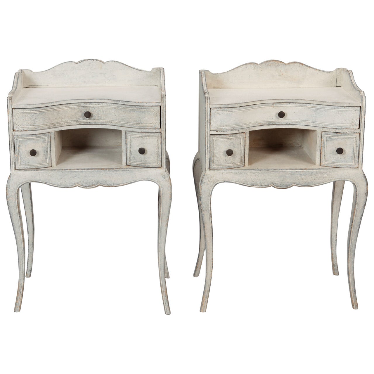 Pair of French Antique White Bedside Tables