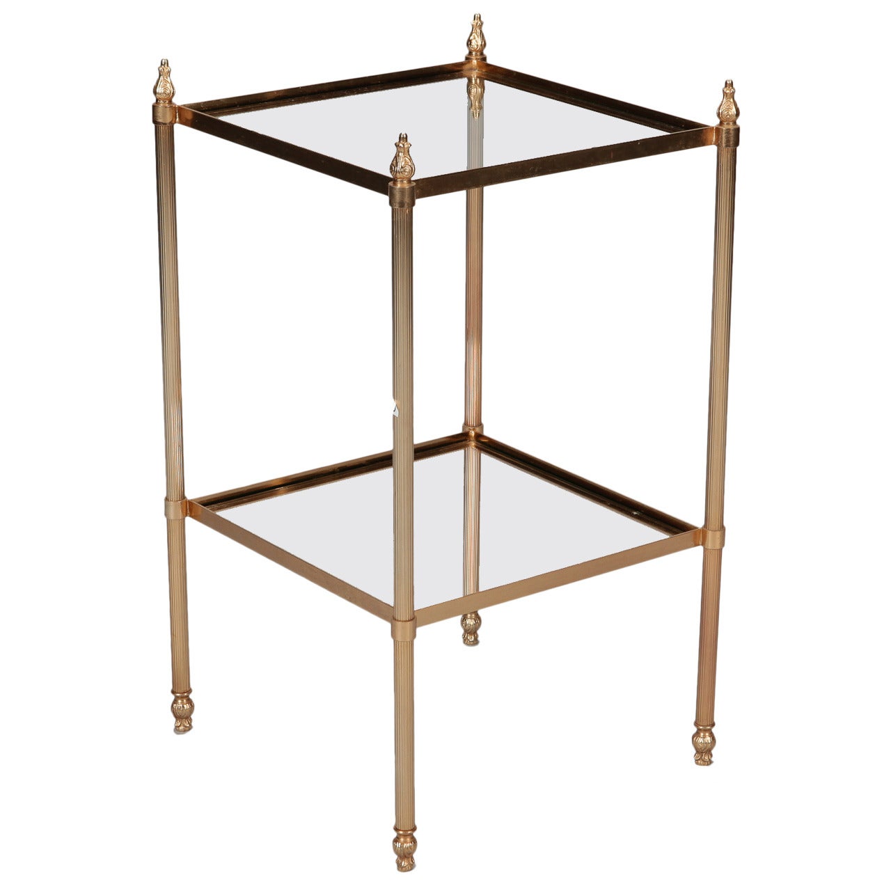 Brass and Glass Two-Tier Midcentury Side Table