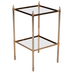 Brass and Glass Two-Tier Midcentury Side Table